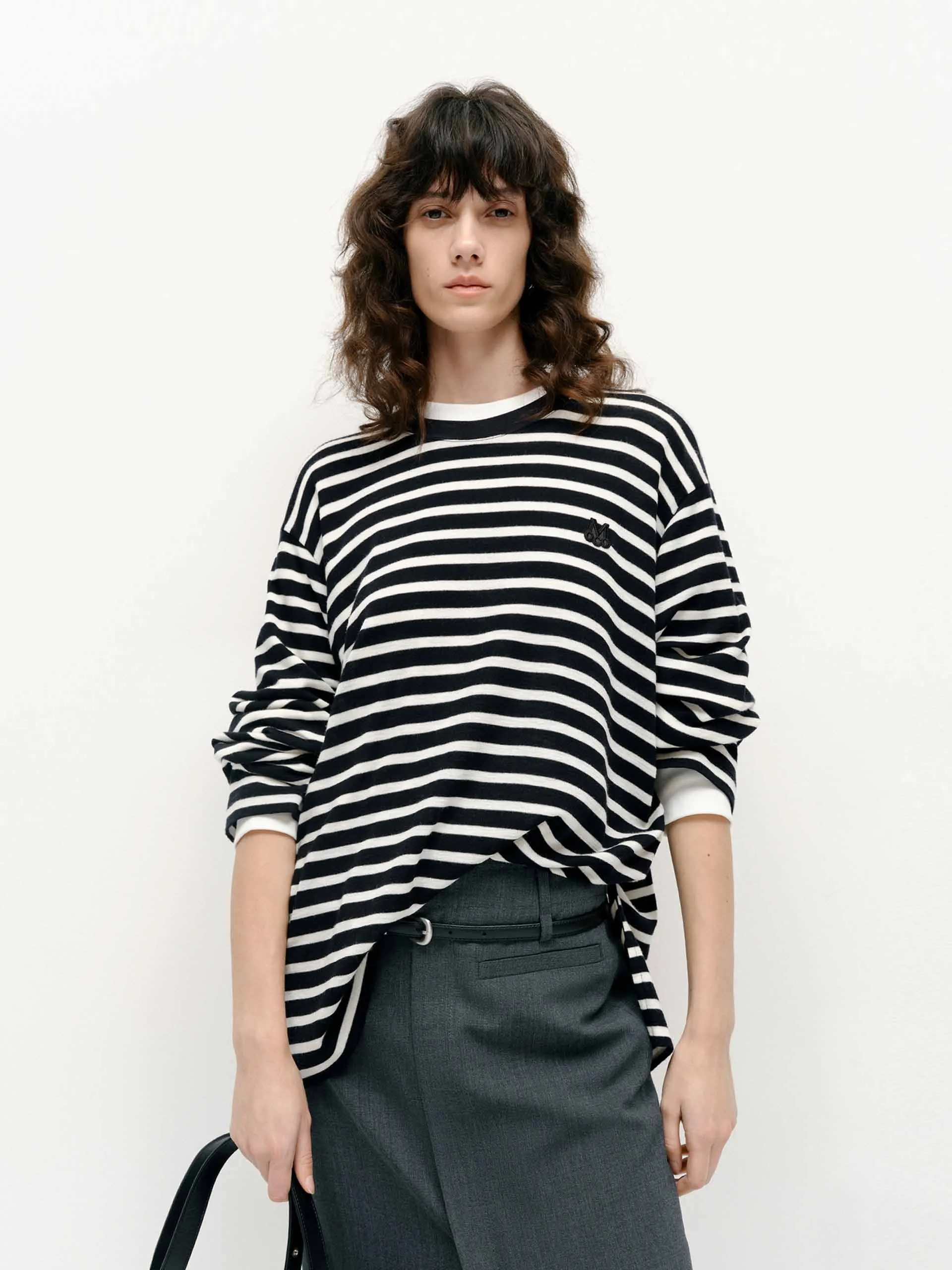 Sporty Look Wear Solid color purity Long Sleeve Wool T-shirts