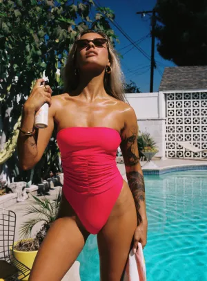 Chlorine Resistant Coating Majorelle Strapless Ruched One Piece Red