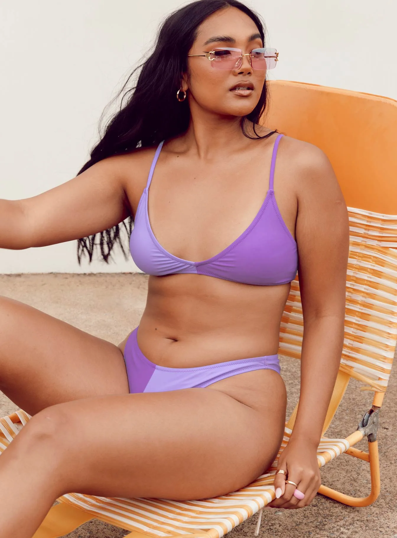 High Coverage Cutouts Rachel Bikini Top Purple