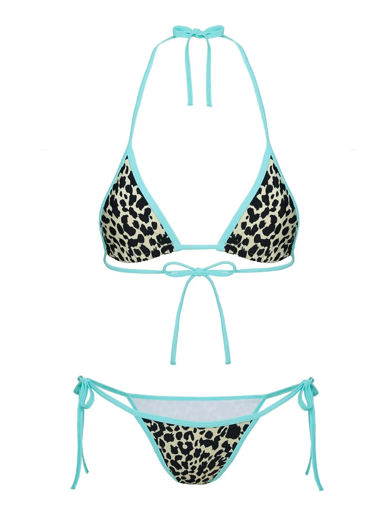 Stretchable Waistband Sand Free Design Blaylock Triangle Bikini Top Leopard