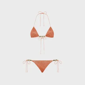 Crisscross Back Design Oseree Glazed Lumiere Two Piece - Orange