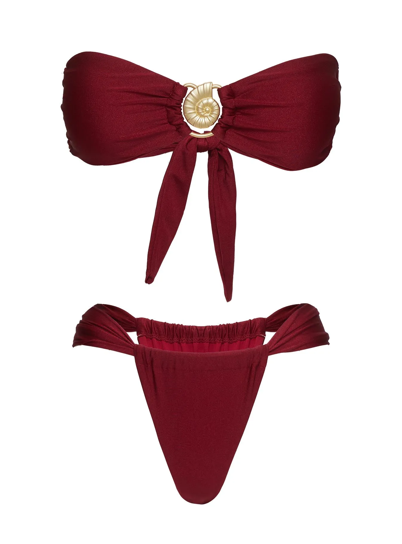 Elaila Bandeau Bikini Top Red Sun Protection Fabric