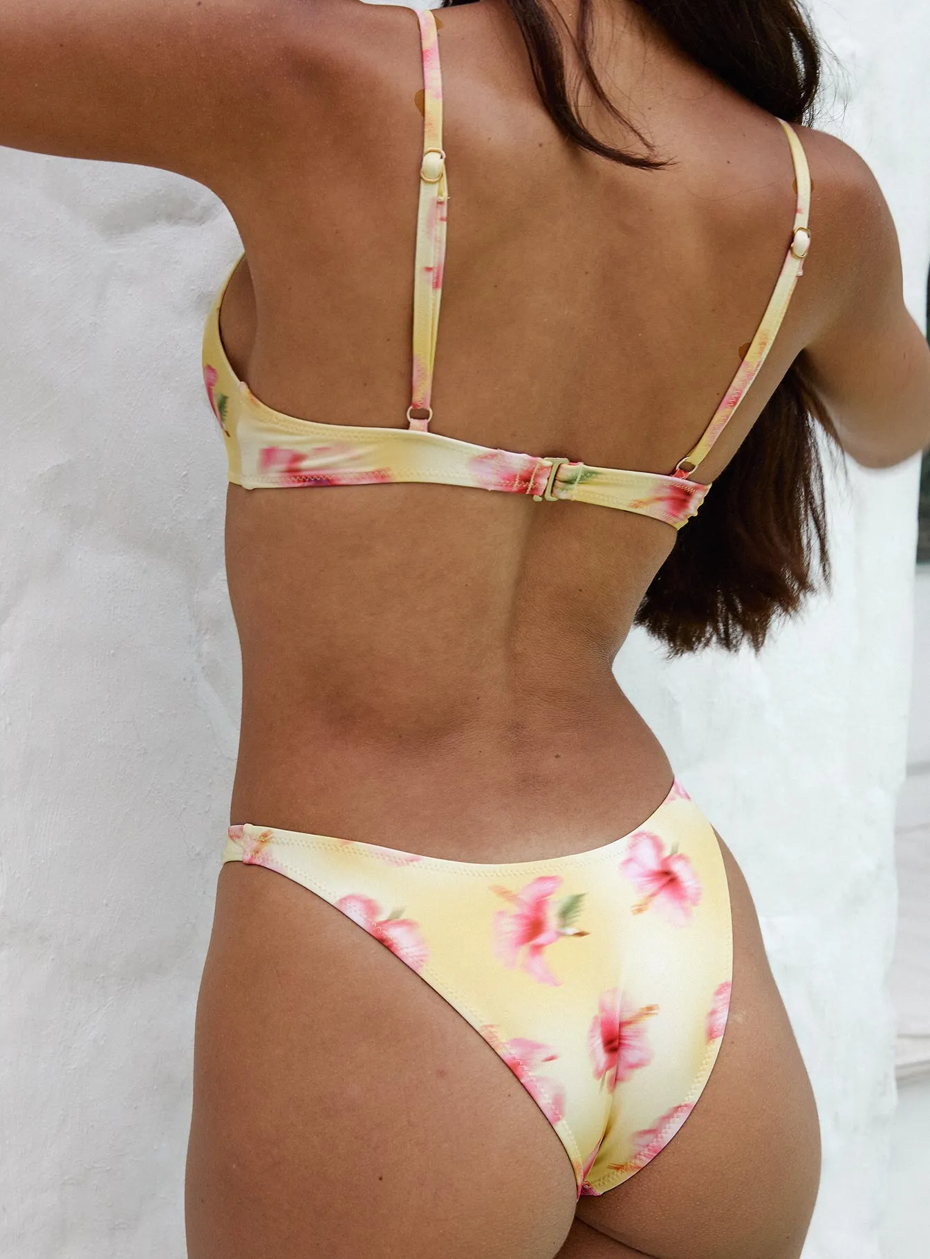 Bacterial Growth Prevention Rounded Seam Technique Juliette Bikini Top Yellow Floral