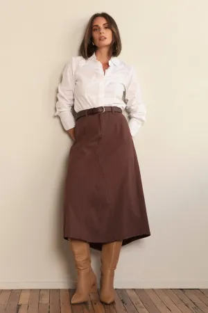 Stretch A-Line Skirt in Chocolate Light Air Winter Snow