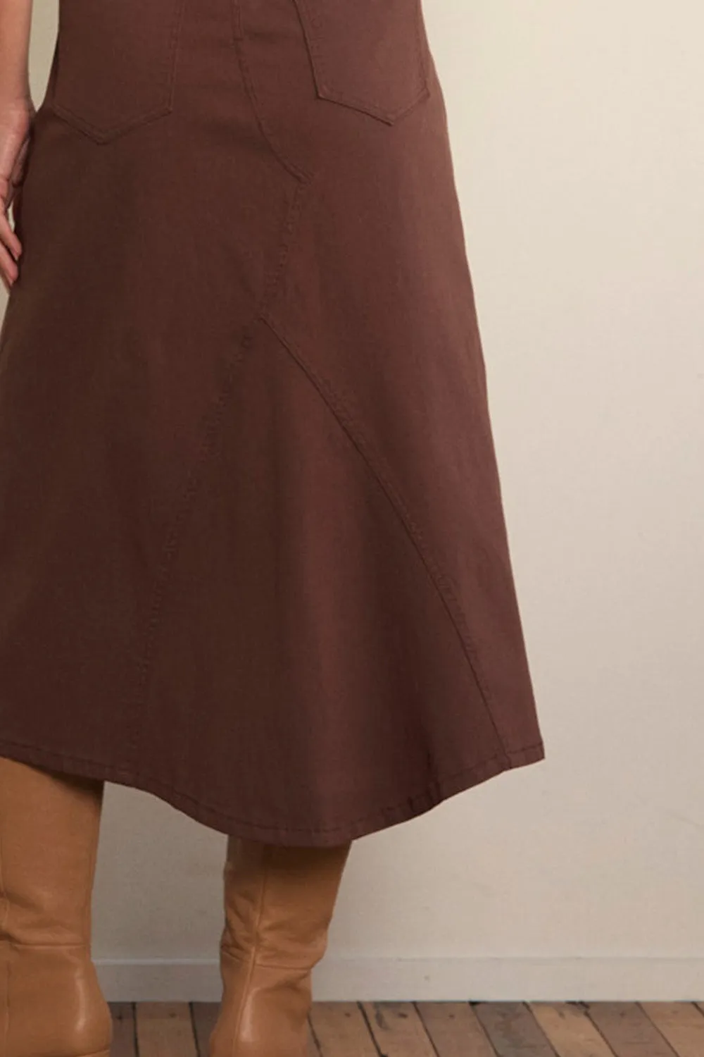Stretch A-Line Skirt in Chocolate Casual Elegance Feminine Design