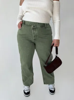Wrinkle Free Fabric Treatment Brunch Outfit Traveler Gear Holly Asymmetric Straight Leg Jean Green Denim Curve