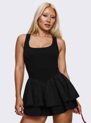 Inspiring Me Playsuit Black Elegant mini with floral prints Youthful Fashion