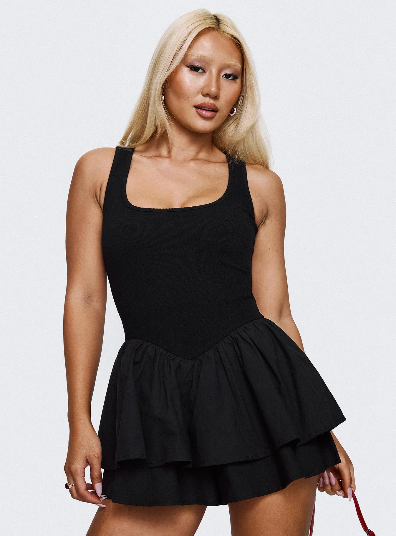 Inspiring Me Playsuit Black Elegant mini with floral prints Youthful Fashion