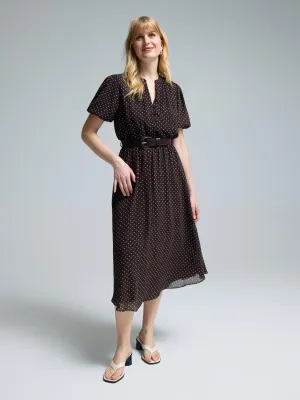 Polka Dot Midi Dress slow life Wrinkle Resistant