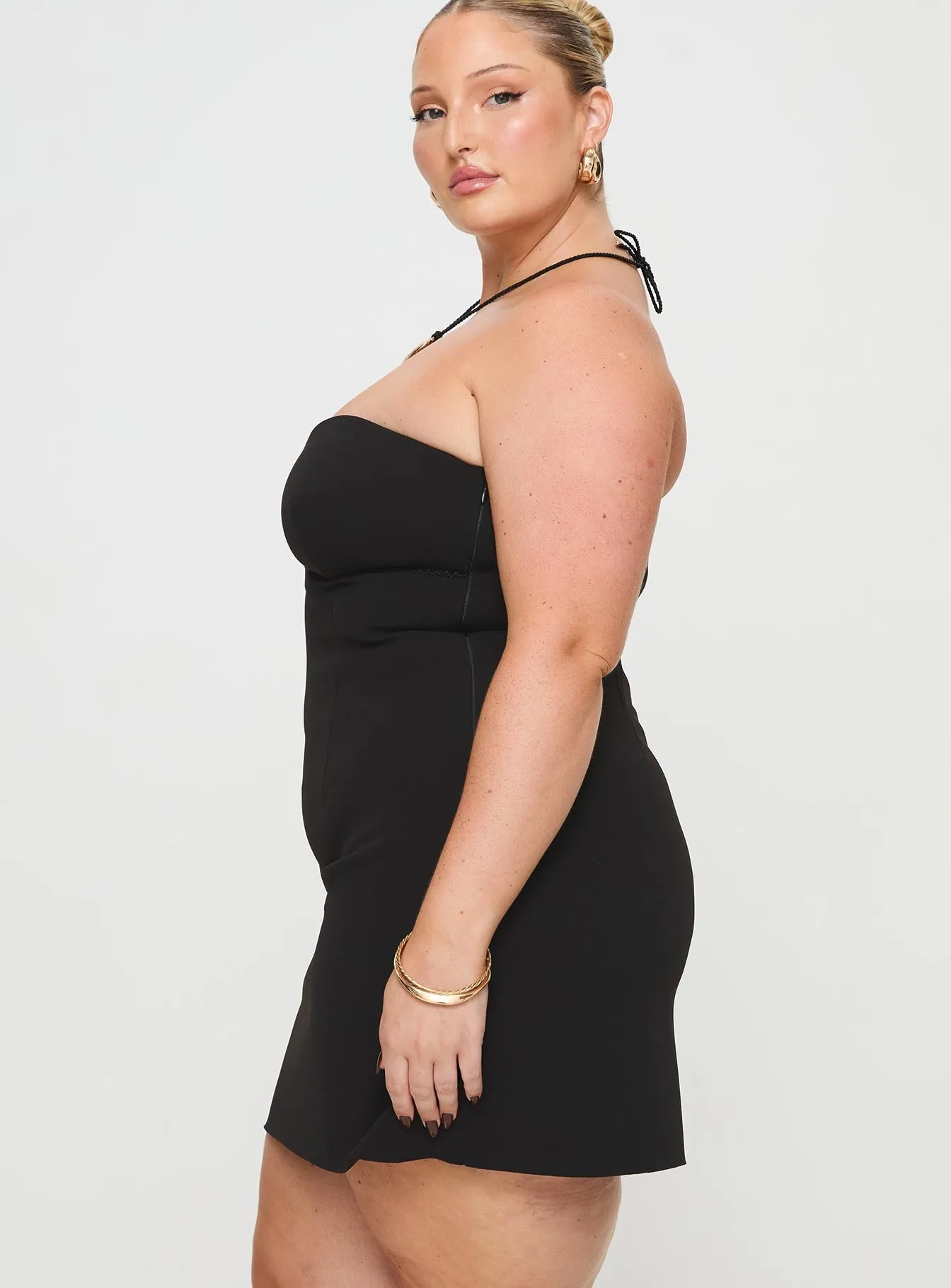 Bar Pop Simple Sweetheart Mini Dress Black Curve