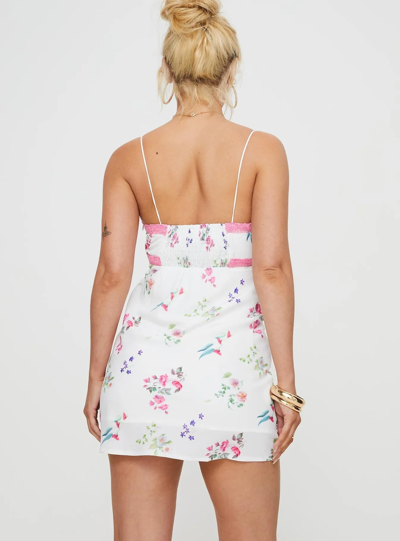 Sleek fit-and-flare style Emilee Mini Dress White / Floral