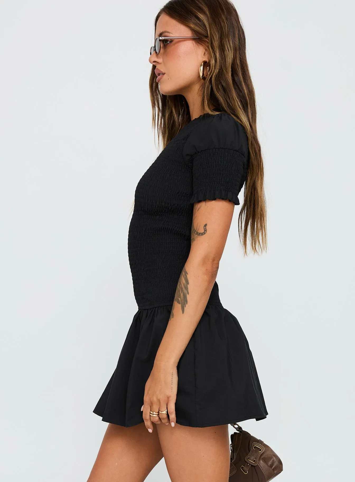 Comfort Look Laurita Shirred Mini Dress Black