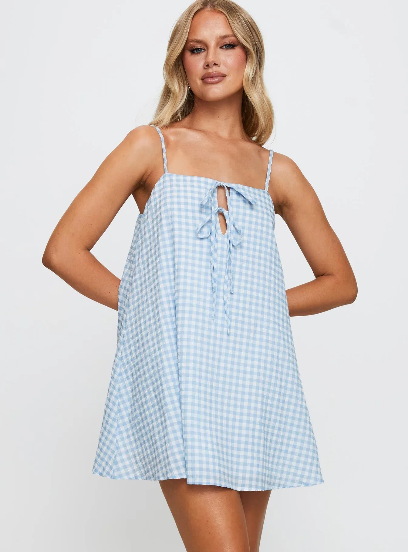 Lily Of The Valley Mini Dress Blue Bare Leg