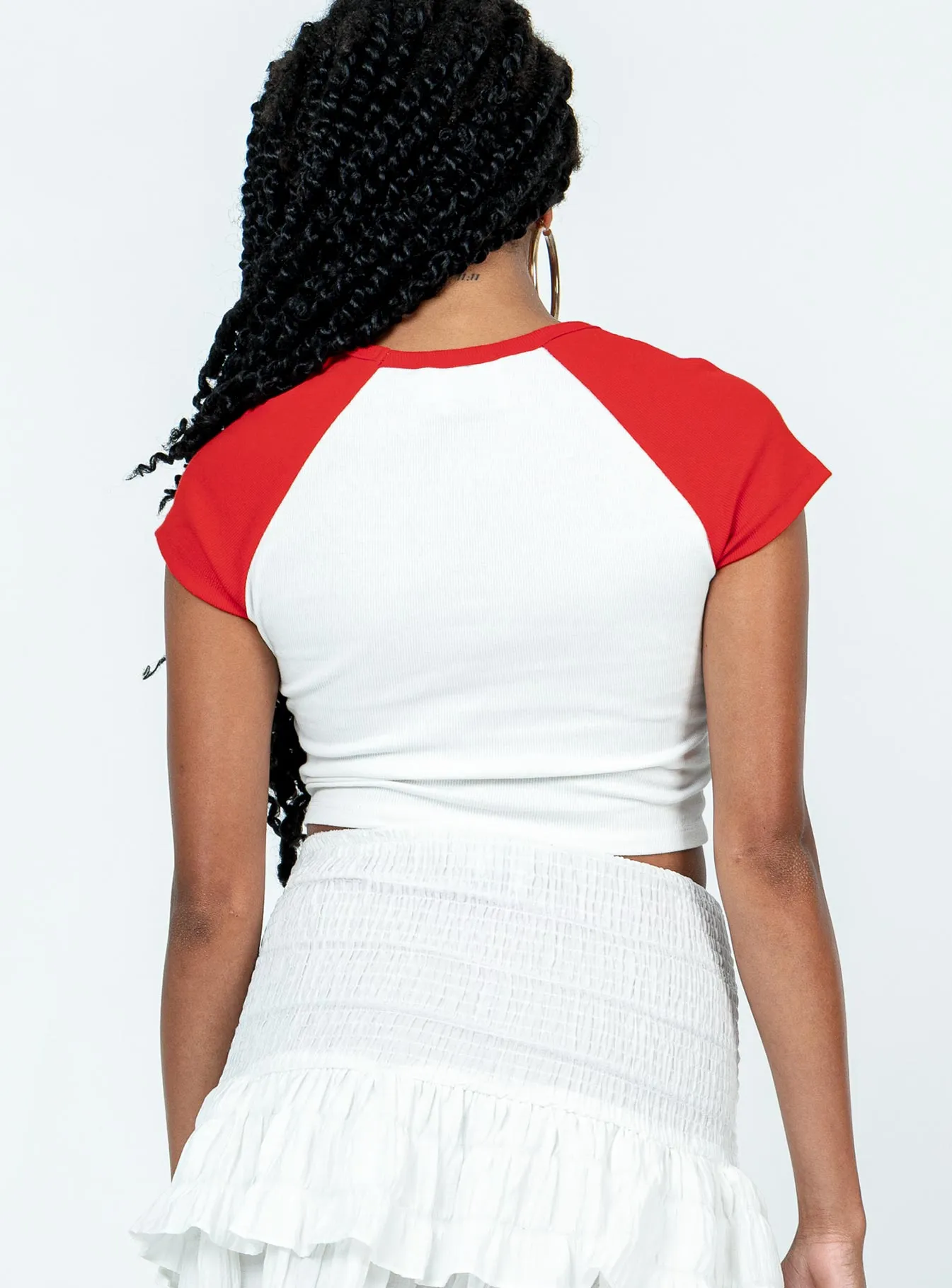 All-Day Wear Kind To Your Mind Baby Tee White / Red