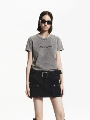 Outdoor Comfort Style Easy Wear Front Logo Cotton T-shirt