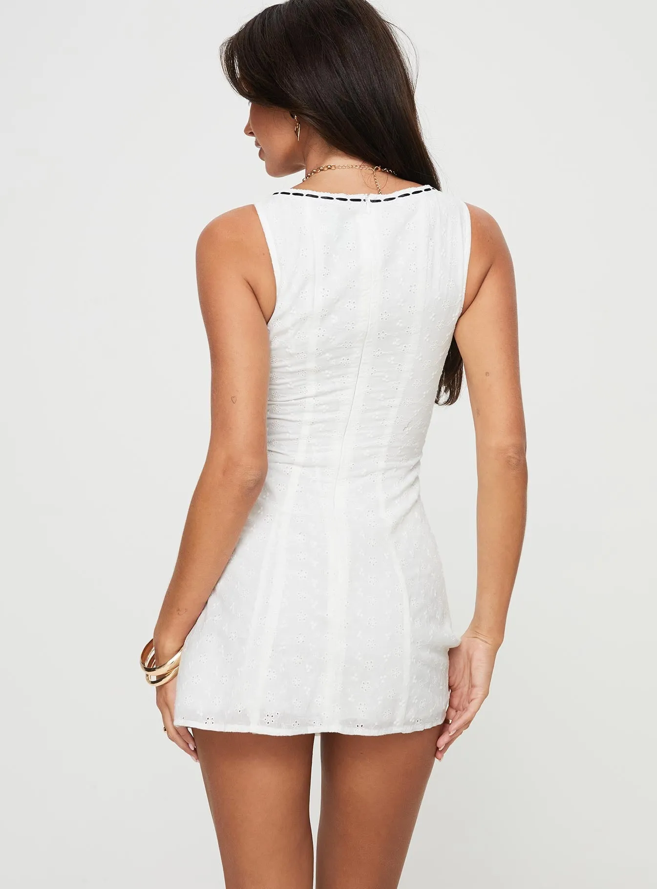 Comfortable party wear Fishtail Hem Finish Healey Mini Dress White