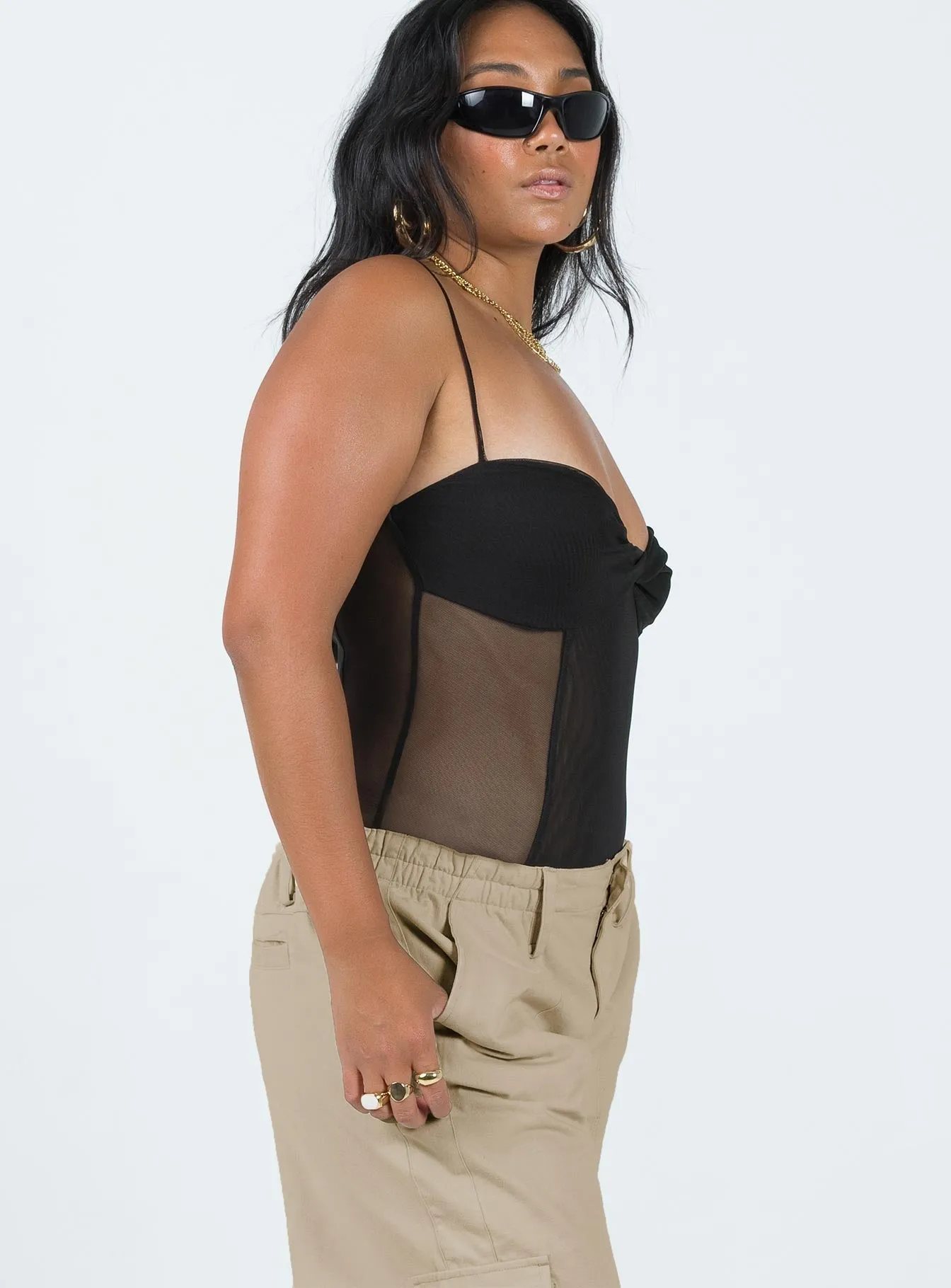 Dagallo Mesh Bodysuit Black Luxury Slim Sharp Model