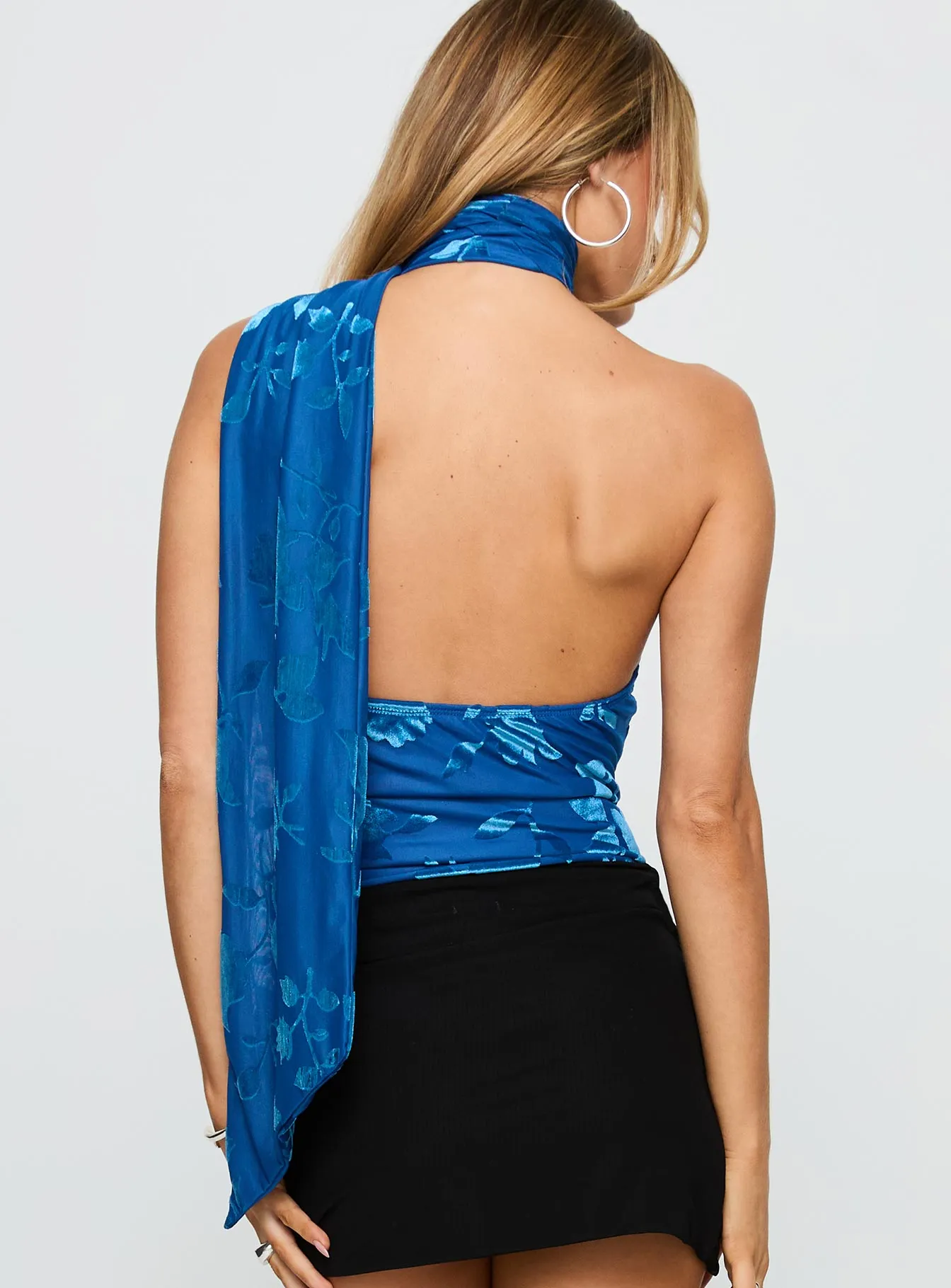 Outdoor Worker Frostbloom Scarf Neck Bodysuit Blue