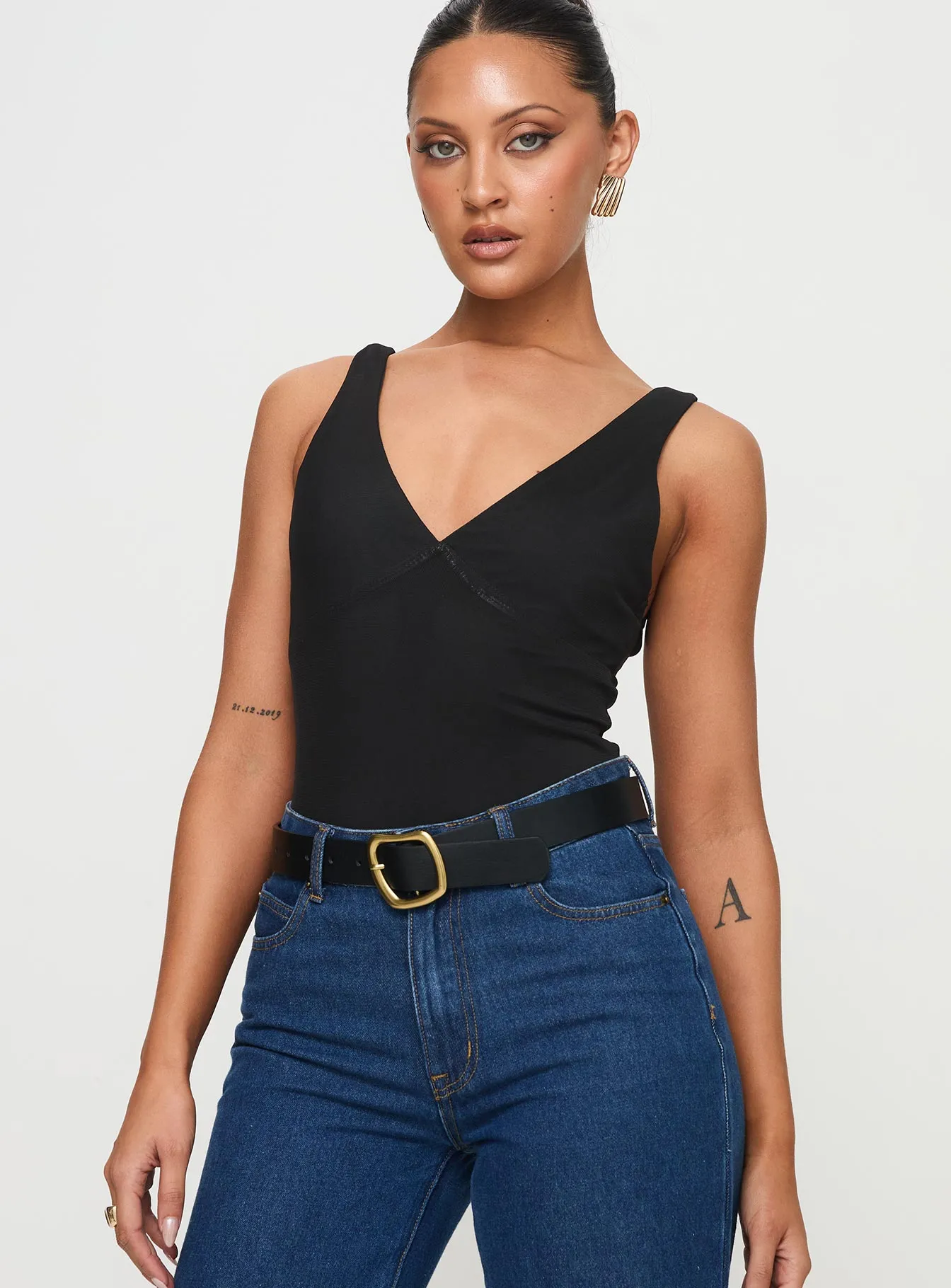 Nellie Bodysuit Black Relaxed Indoor Minimal Loose