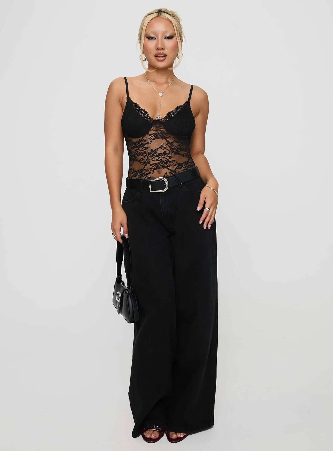 Wystan Lace Bodysuit Black Night Flexible Indoor Classic
