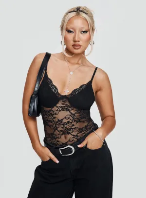 Wystan Lace Bodysuit Black Urban Stylish