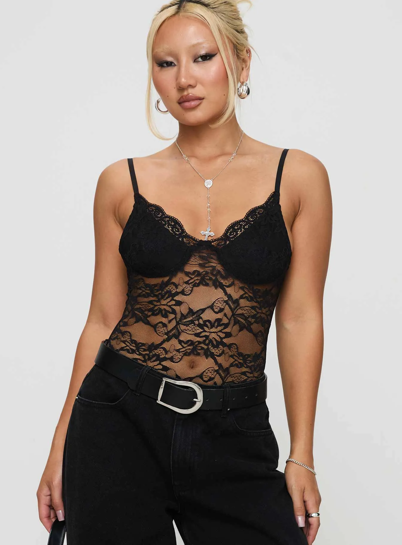 Wystan Lace Bodysuit Black Shopping Stylish