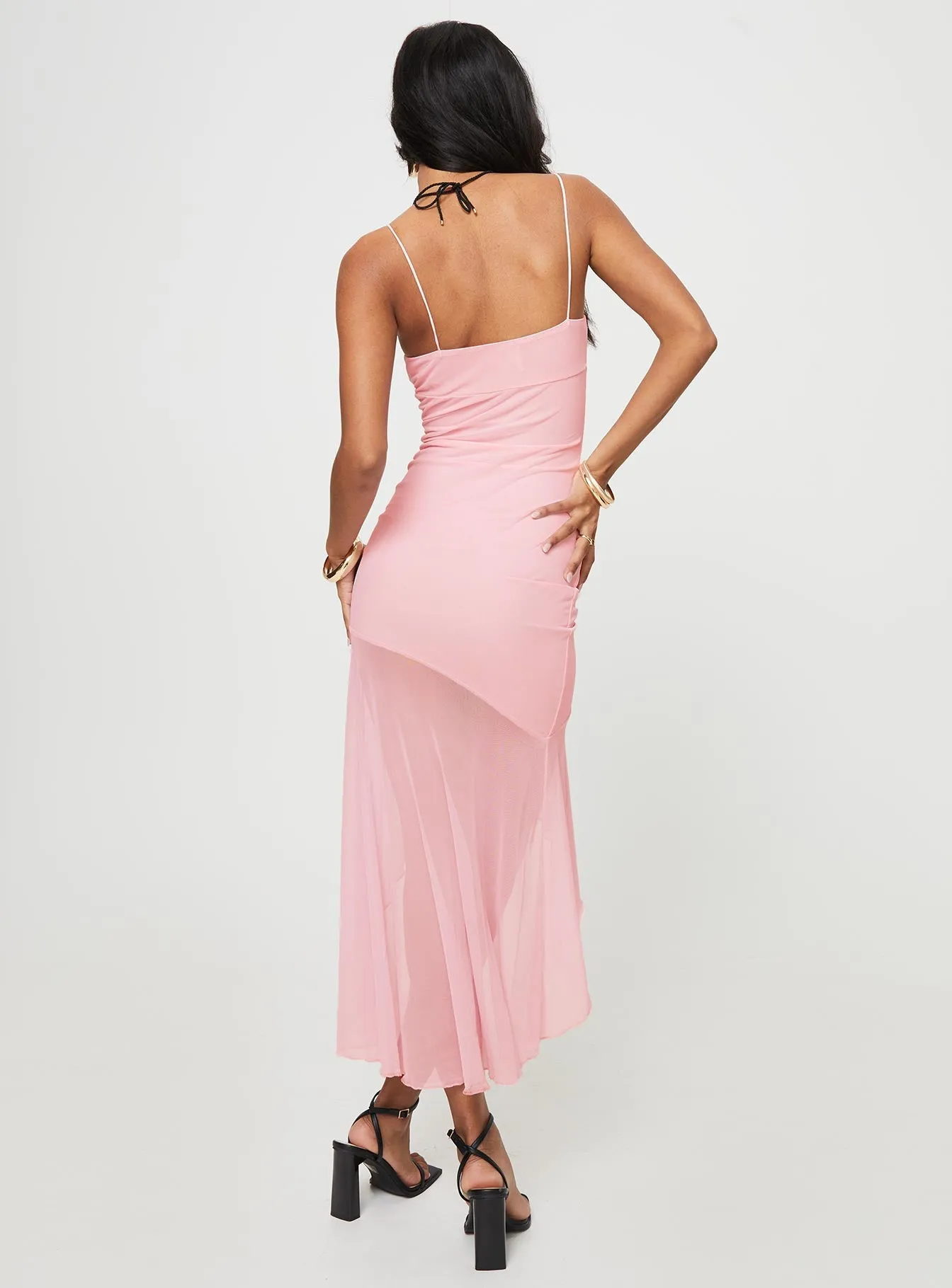 Evening party maxi Bellair Mesh Maxi Dress Pink