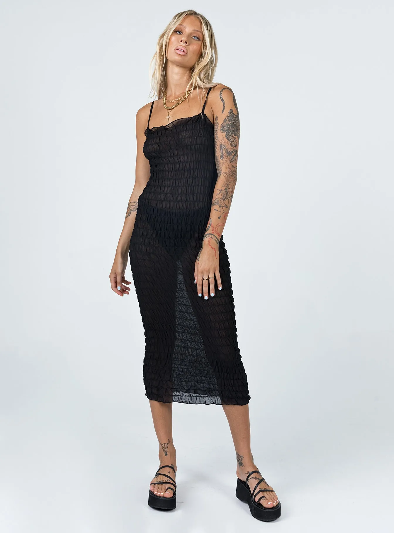 Charmed Midi Dress Black The elegant cut of this dress highlights your figure while offering plenty of room to move