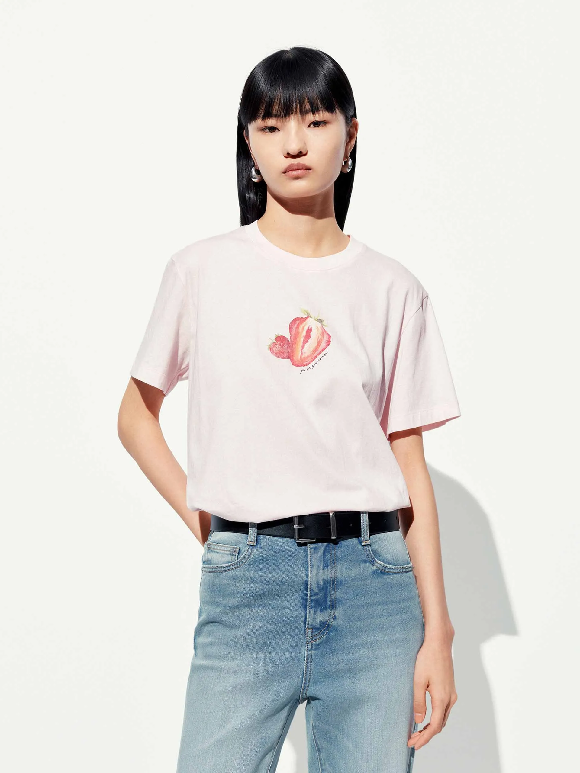 Weekend Style Fruit Print Cotton T-shirt
