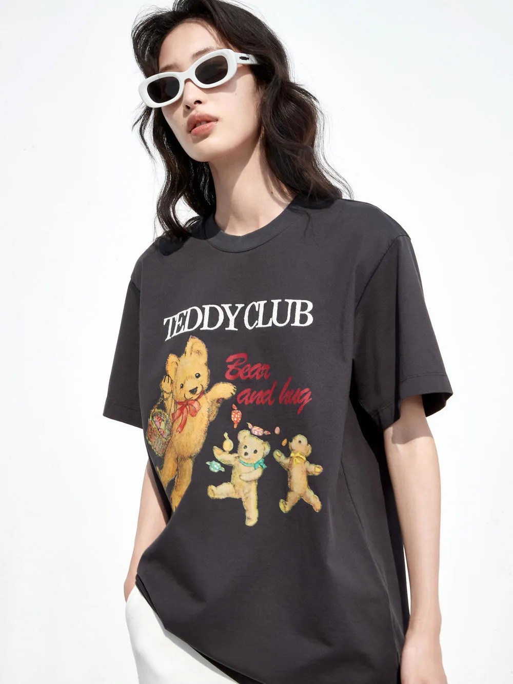 Vintage Cartoon Print Cotton T-shirt Cozy Look Wear