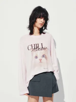 Moisture Management Technology anniversary Front Cat Loose T-shirt
