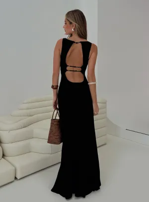 Ace Of Hearts Backless Maxi Dress Black Petite Emerald Shine