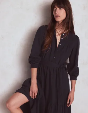 Cecily Double Cloth Midi Dress-Midnight Blue Effortless chic dress