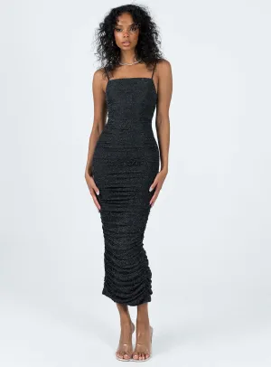 Quartz Shine Golden Sand Reeva Maxi Dress Black