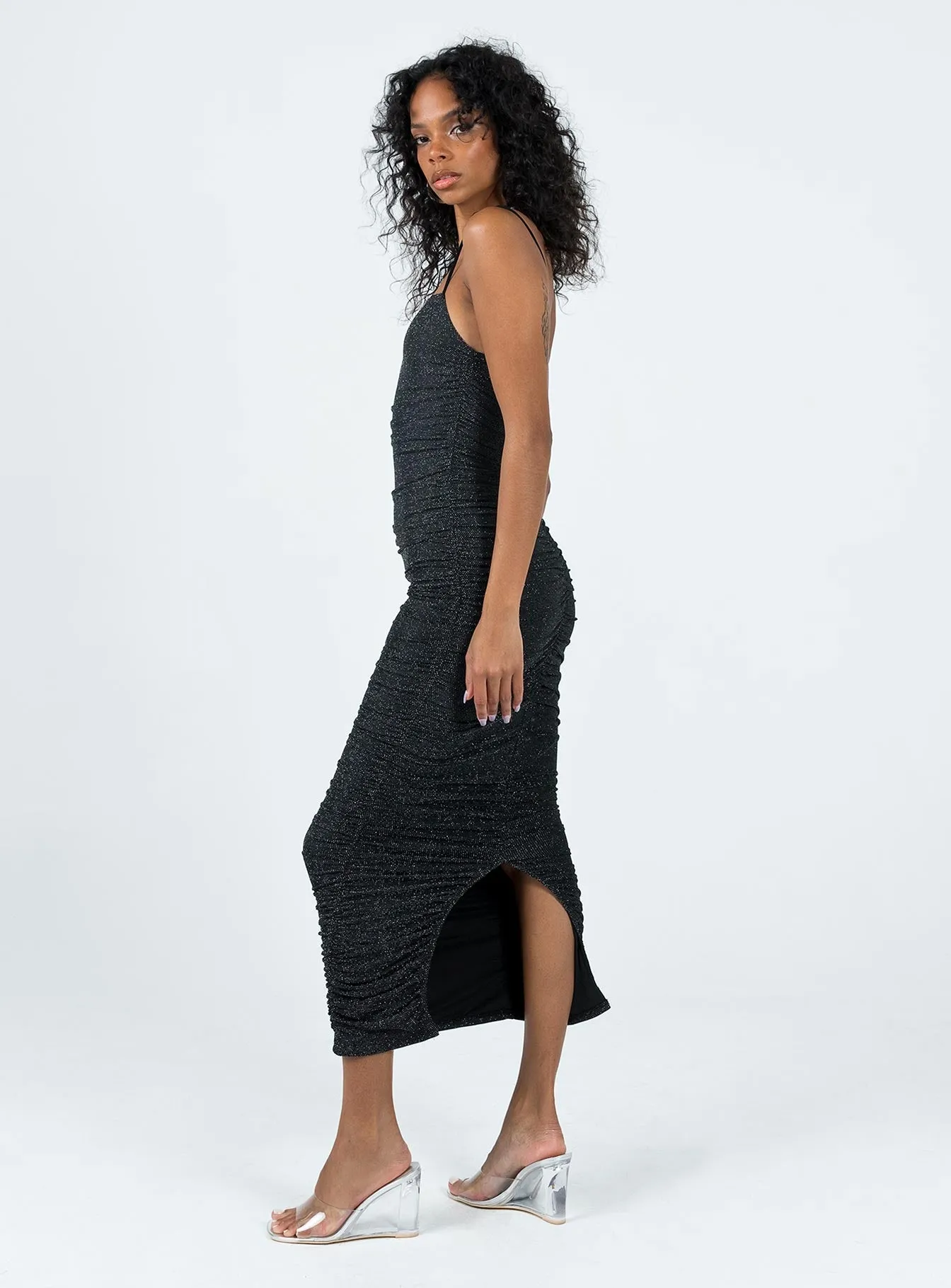 casual beachwear Print Allover Reeva Maxi Dress Black