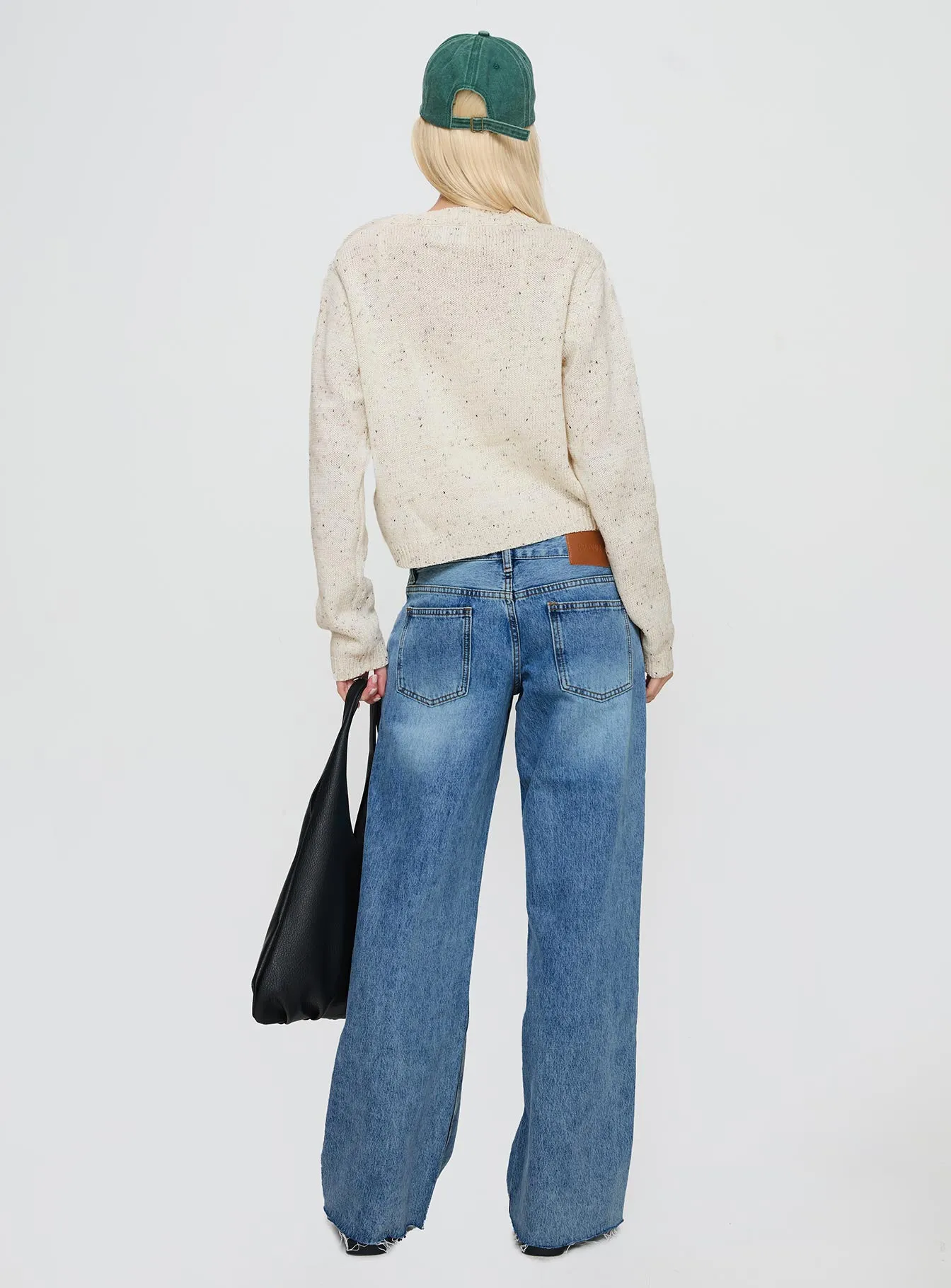 Softened Denim Material Sabryna Low Rise Straight Leg Jeans Blue
