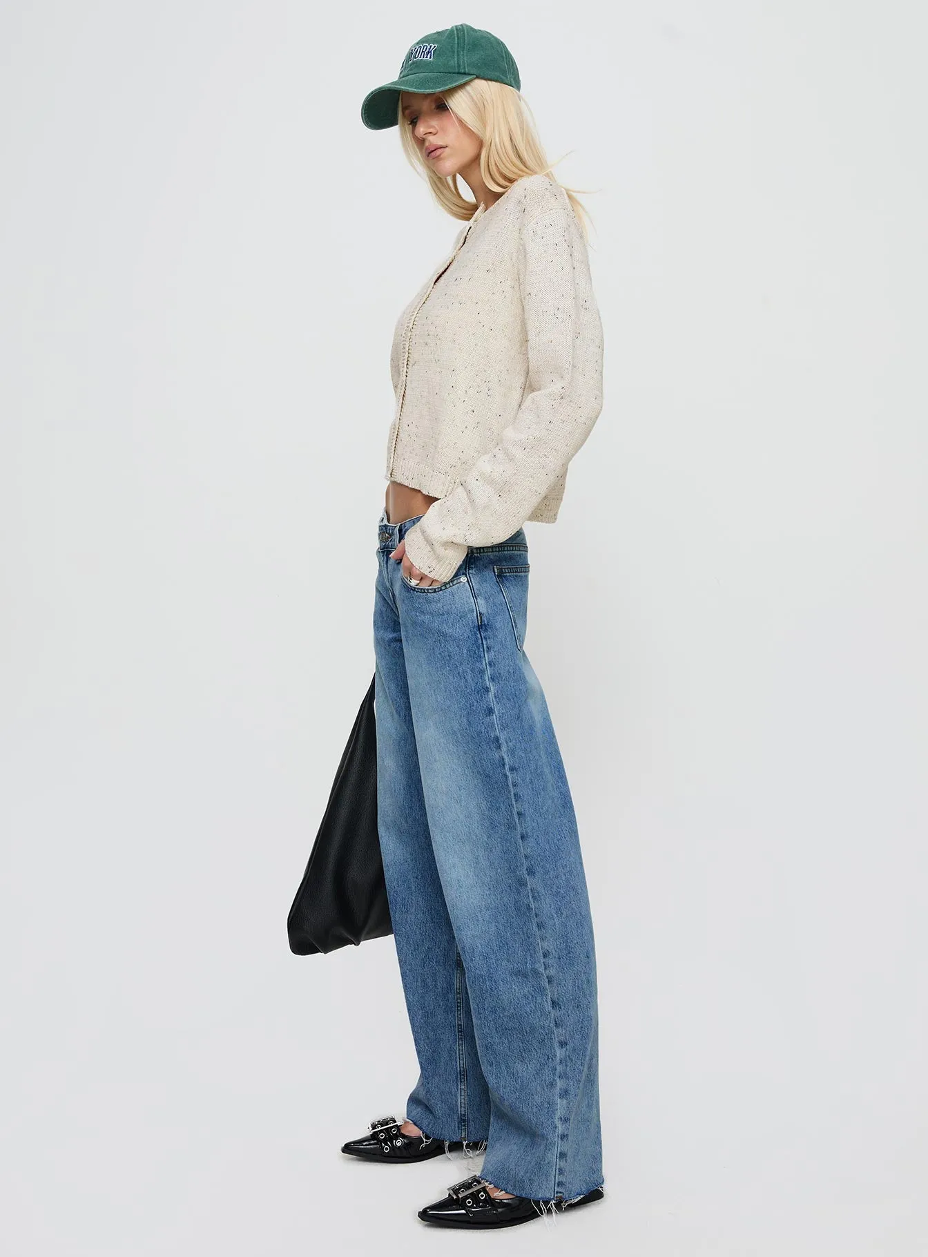 Sabryna Low Rise Straight Leg Jeans Blue Garment Dyed Texture