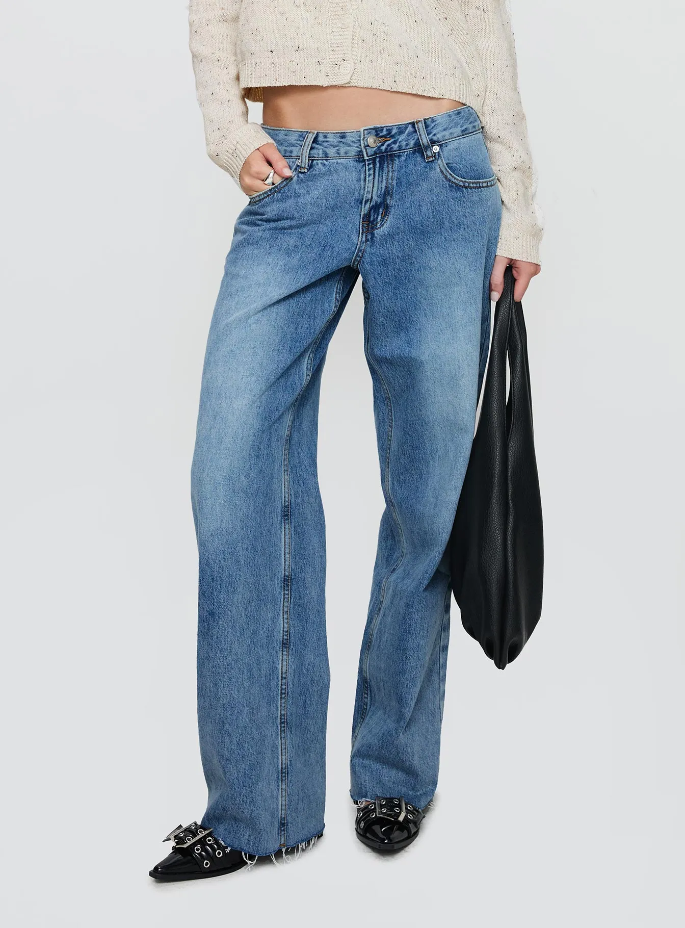 Sabryna Low Rise Straight Leg Jeans Blue Bartack Stitching