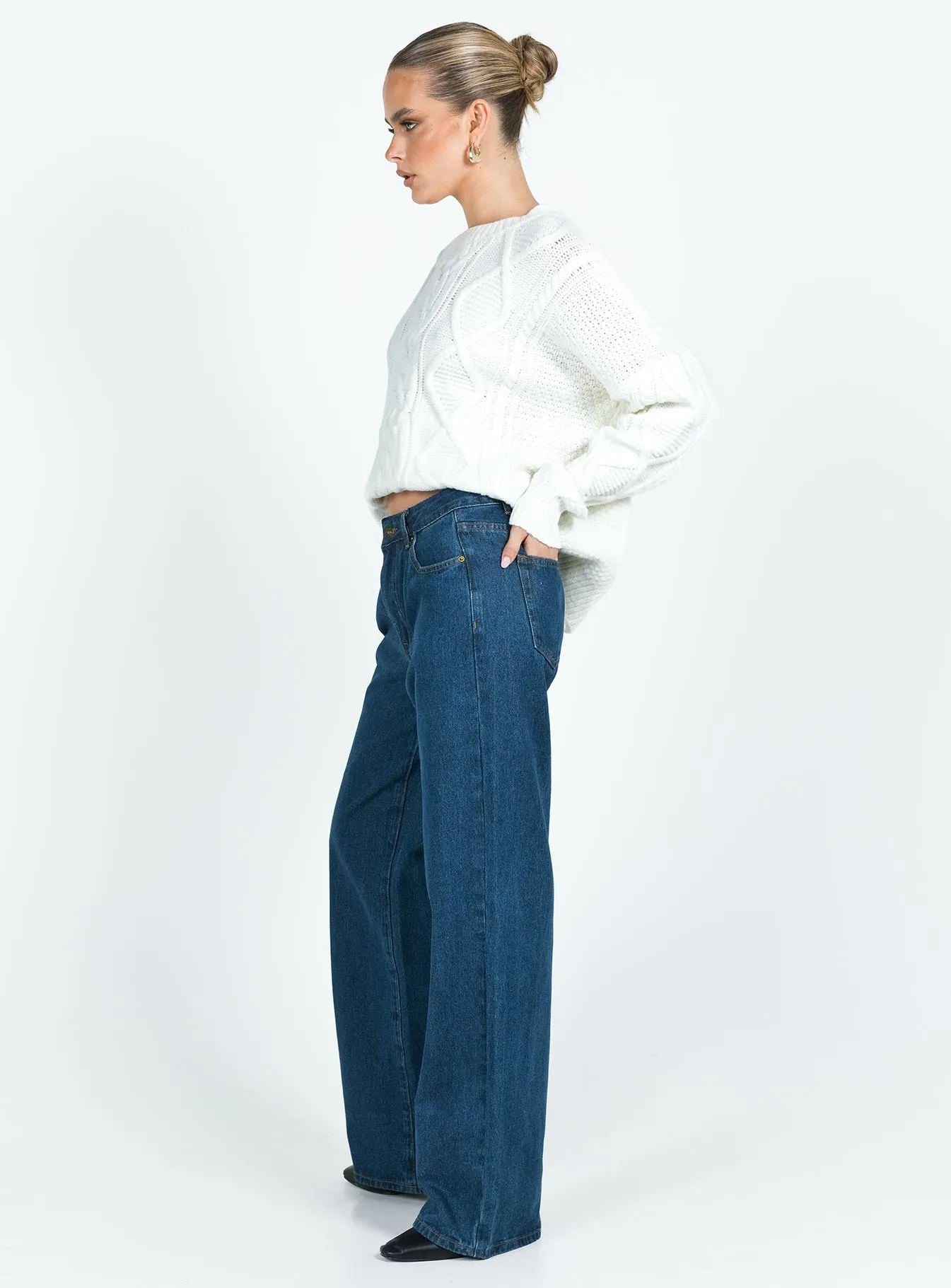 Neutral palette Top Model Low Rise Straight Leg Jeans Dark Denim