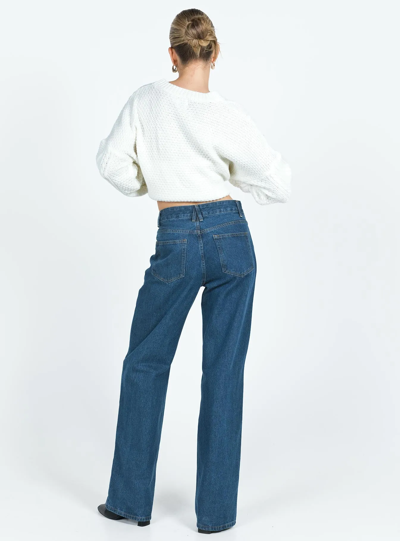 Top Model Low Rise Straight Leg Jeans Dark Denim General Fit