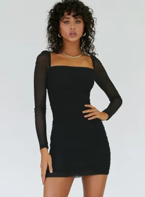 Charvi Long Sleeve Mini Dress Black Sleek Wear