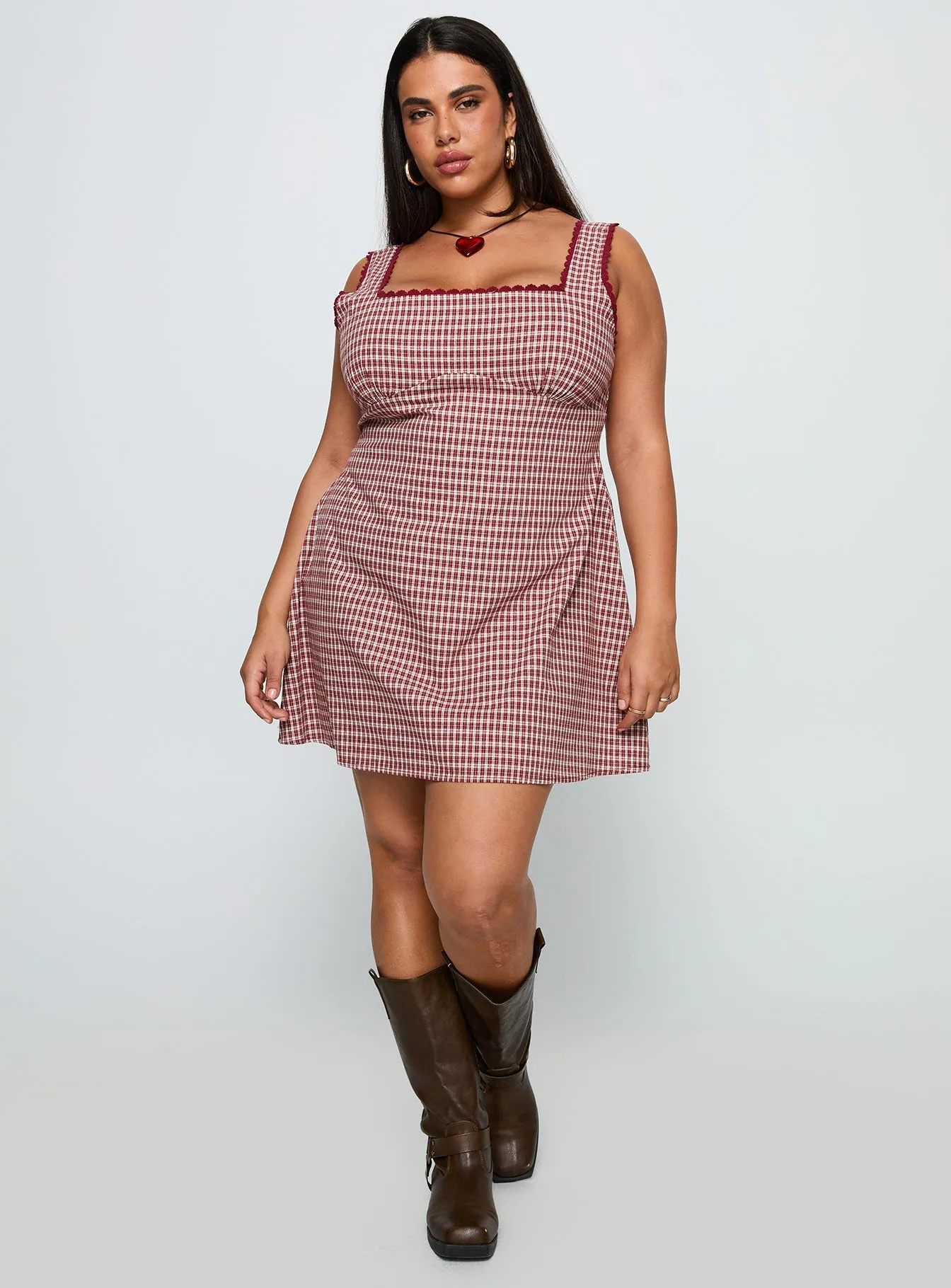Dasha Mini Dress Red Check Curve Timeless Design