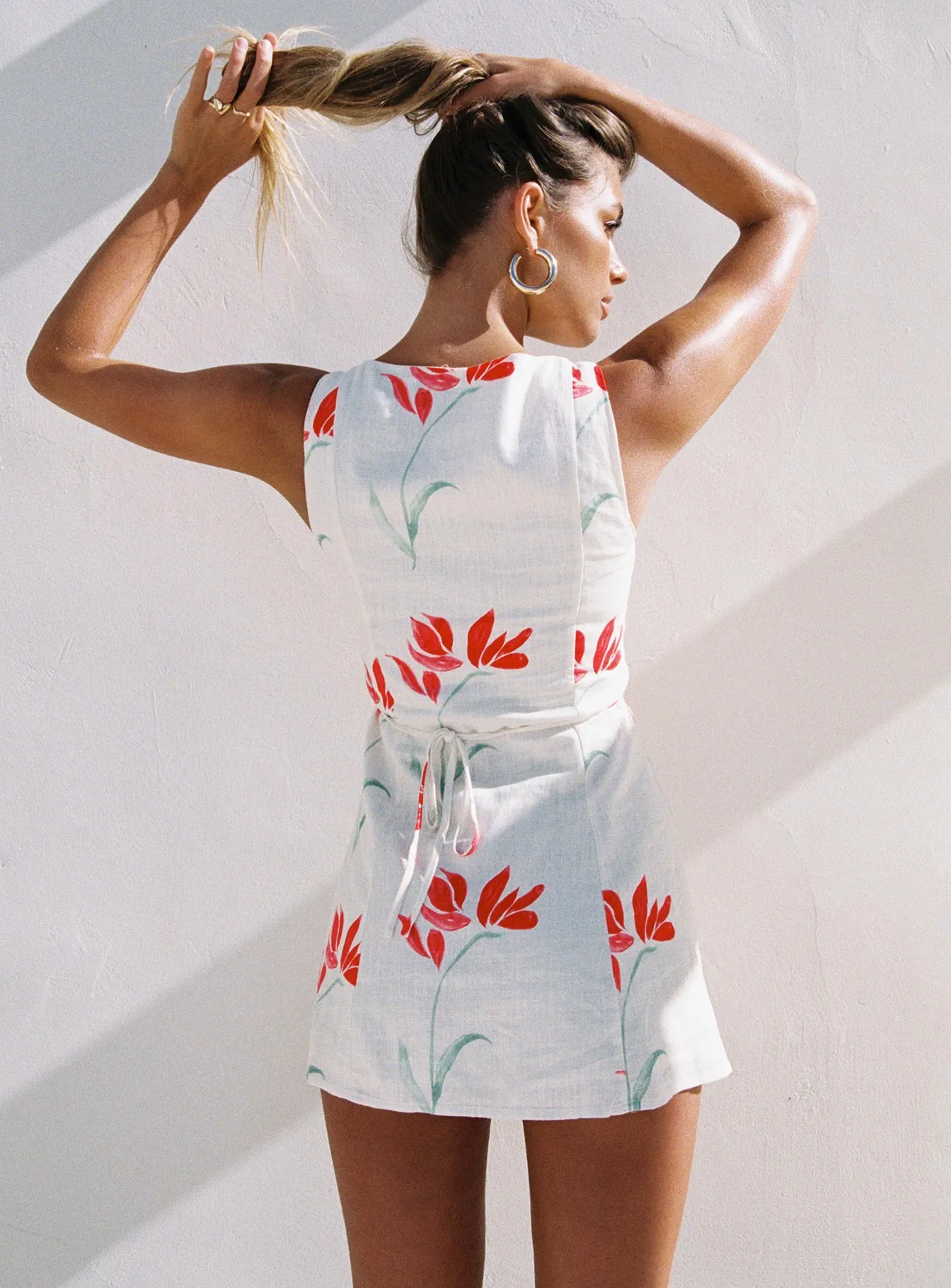 Self Spice Dollie Linen Mini Dress Floral