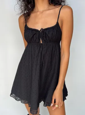 Empress of Love Mini Dress Black Embroidery Easy Care Fabric