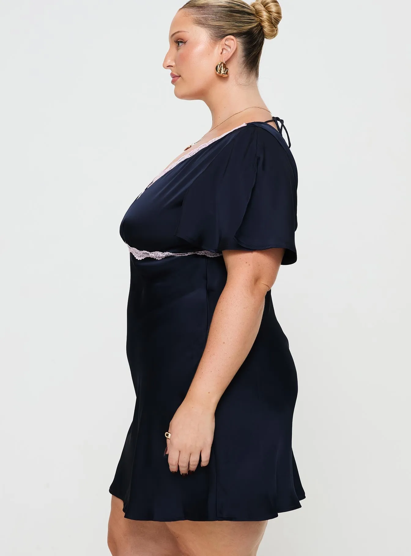 Fresh Vibe Summer Fashion Jaron Mini Dress Navy Curve