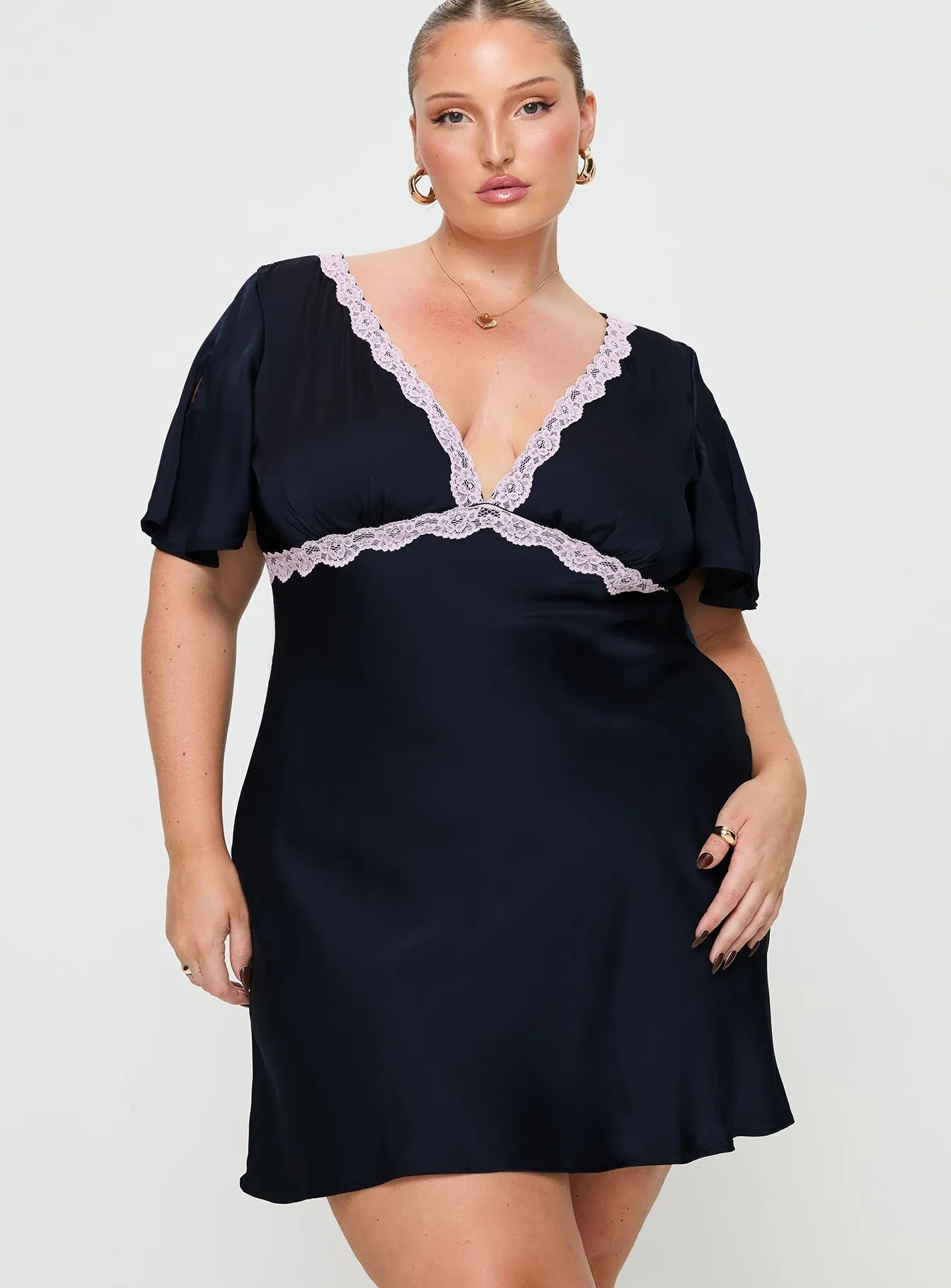Jaron Mini Dress Navy Curve Full Coverage Back Playful Look