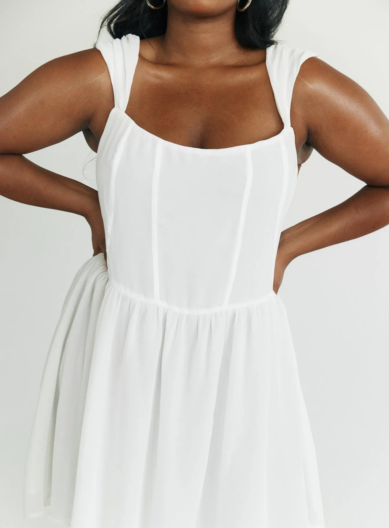 Kameliah Mini Dress White Curve Non Irritating Tags No Ride Up