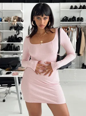 Easy Care Daring Mode Millard Long Sleeve Mini Dress Pink