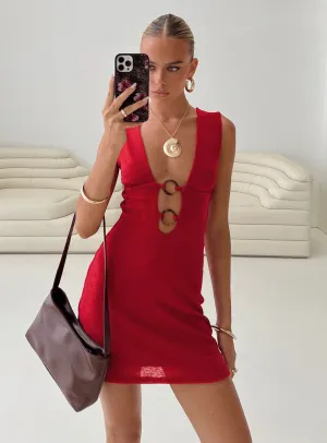 elegant design Trendy Charm Steward Mini Dress Red