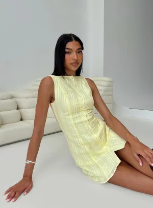Bright Beat Urban Glow Mimsie Embroidered Mini Dress Lemon